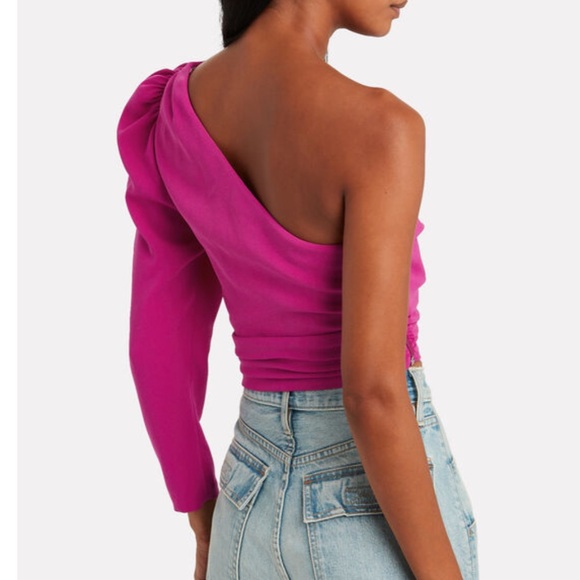 A.L.C. Pink One Shoulder Twist Crop Top - Picture 3 of 5